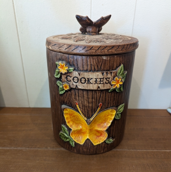 Accents Vintage Treasure Craft Butterfly Ceramic Butterfly Cookie Jar